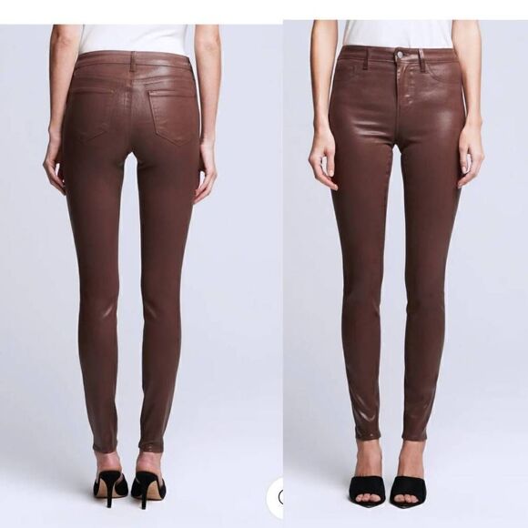 L'AGENCE Marguerite Skinny 
Wax-Coated Mocha Jeans 33 - Picture 1 of 9
